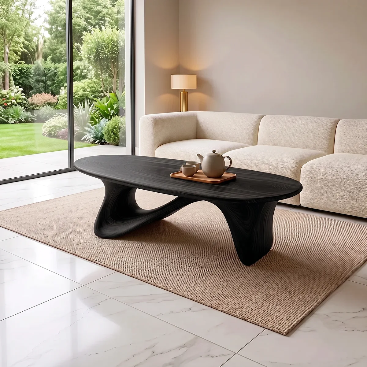 Organic Wave Coffee Table | Sculptural Oval Coffee Table for Modern Minimalist Living Room TH003-1206