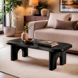 Rounded Rectangle Solid Wood Coffee Table | Modern Minimalist Center Table for Living Room TT006-3891