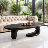Organic Oval Coffee Table | Sculptural Wave Base Coffee Table for Modern Minimalist Living Room TH003-5893
