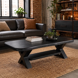 Modern Solid Wood Coffee Table with Storage Shelf | Rustic Living Room Center Table TT006-2270