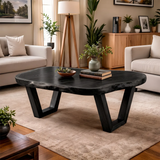 Organic Live Edge Solid Wood Coffee Table | Rustic Modern Center Table for Living Room TT006-8197