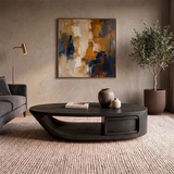 Modern Oval Coffee Table | Organic Sculptural Low Profile Living Room Center Table