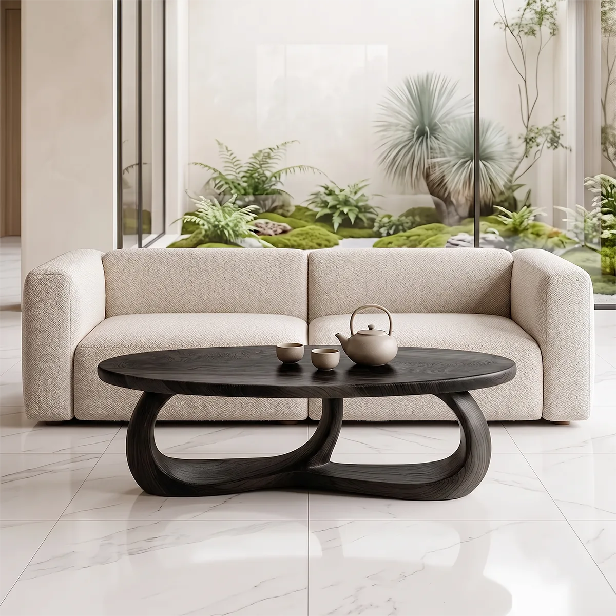 Modern Oval Coffee Table | Sculptural Organic Center Table for Living Room TH003-5584