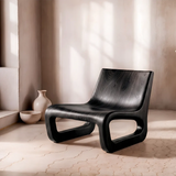 Sculptural Lounge Chair with Rounded Loop Base | Organic Modern Wood Accent Chair