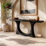 Modern Wooden Console Table with Sculptural U-Base for Entryway & Hallway TT006-2415
