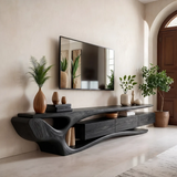 Modern Organic TV Stand with Sculptural Wave Frame & Three Drawer Storage TT006-9XJR2WM