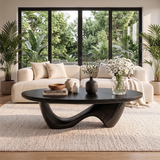 Sculptural Coffee Table with Curved Wave Base | Organic Oval Center Table