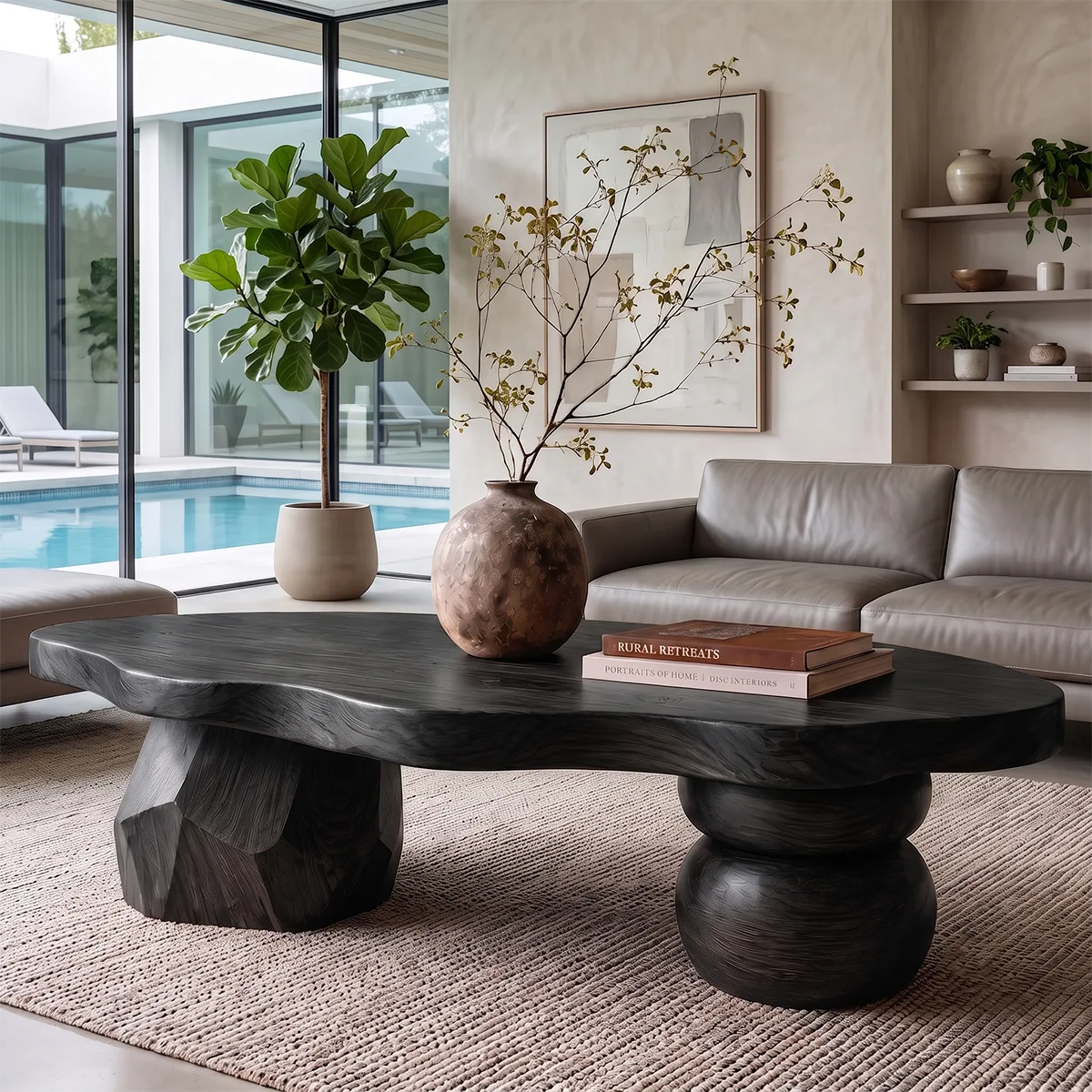 Sculptural Coffee Table with Mixed Artistic Legs | Organic Modern Statement Center Table