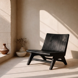 Sculptural Armless Lounge Chair | Modern Organic Accent Chair with Open Frame Base