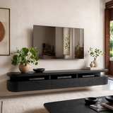 Modern Floating TV Stand with Open Media Shelf & Three Storage Drawers TT006-2WVU2VZ