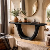 Modern Wooden Console Table with Sculptural Curved U-Base for Entryway & Hallway TT006-2563