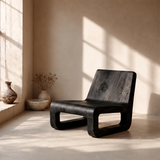 Sculptural Low Lounge Chair | Modern Armless Accent Chair with Curved Seat & Open Geometric Base