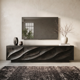 Modern Organic TV Stand with Sculpted Cabinets | Media Console TT006-9MXD1HU