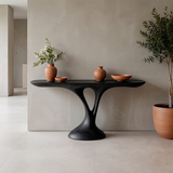 Organic Modern Console Table with Sculptural Pedestal Base for Entryway & Living Room TT006-2903