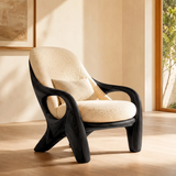 Sculptural Curved Lounge Chair with Arms | Modern Reading Chair for Living Room & Bedroom
