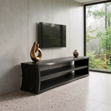 Modern Open Shelf TV Stand – Low Profile Media Console with 2-Tier Storage
