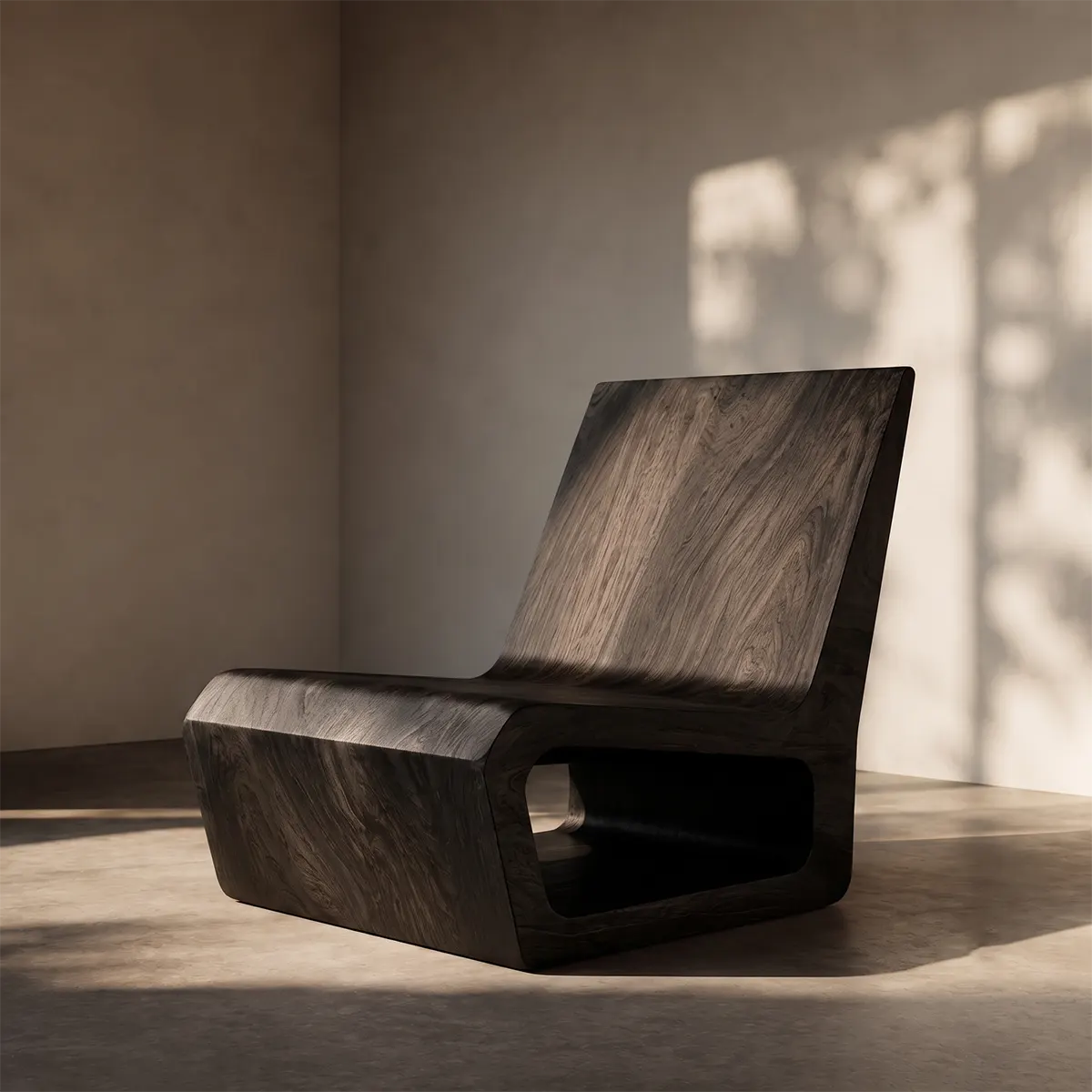 Sculptural Low Profile Lounge Chair | Modern Minimalist Curved Accent Chair