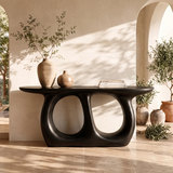 Modern Wooden Console Table with Double Arch Sculptural Base for Entryway & Hallway TT006-4553
