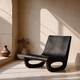 Sculptural Low Lounge Chair | Modern Organic Accent Chair with Open Loop Base