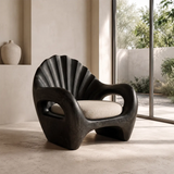 Sculptural Shell Back Armchair with Curved Open Arms | Organic Statement Lounge Chair