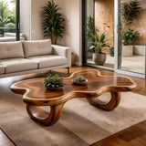 Modern Organic Wood Coffee Table with Freeform Top & Sculptural Base TT006-8349