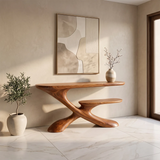 Sculptural Tiered Console Table | Organic Modern Entryway Table with Floating Curved Design TH003-4469
