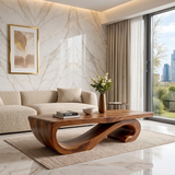 Sculptural Curved Coffee Table | Organic Modern Wave Living Room Center Table