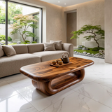 Modern Coffee Table with Sculptural Open Base | Rounded Rectangle Center Table for Contemporary Living Room TH003-5785