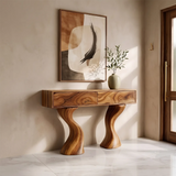 Modern Sculptural Console Table with Drawers | Organic Entryway Storage Console Table TH003-4892