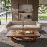 Sculptural Coffee Table with Curved Base | Organic Modern Rounded Rectangle Center Table