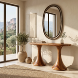 Modern Pedestal Console Table | Sculptural Entryway Console Table with Dual Curved Base TH003-6622