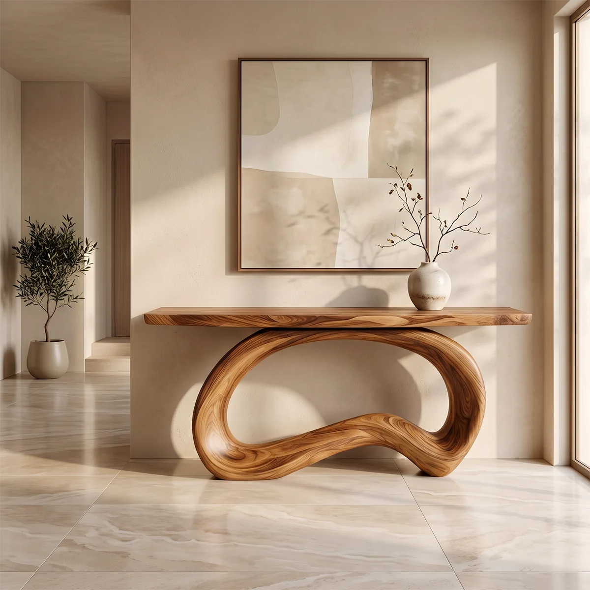 Organic Loop Console Table | Modern Sculptural Console Table with Continuous Curved Base TH003-9415
