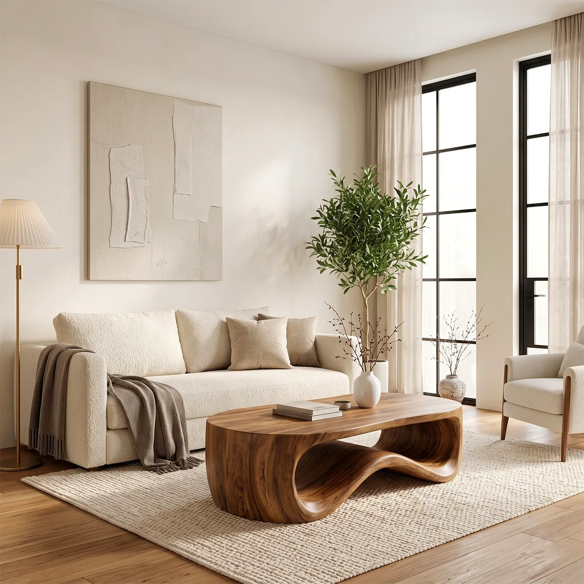 Sculptural Wave Coffee Table | Modern Curved Statement Center Table