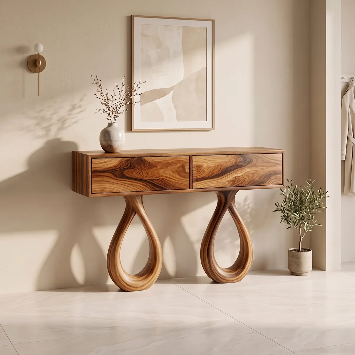 Modern Console Table with Drawers | Sculptural Entryway Console Table for Contemporary Homes TH003-6657