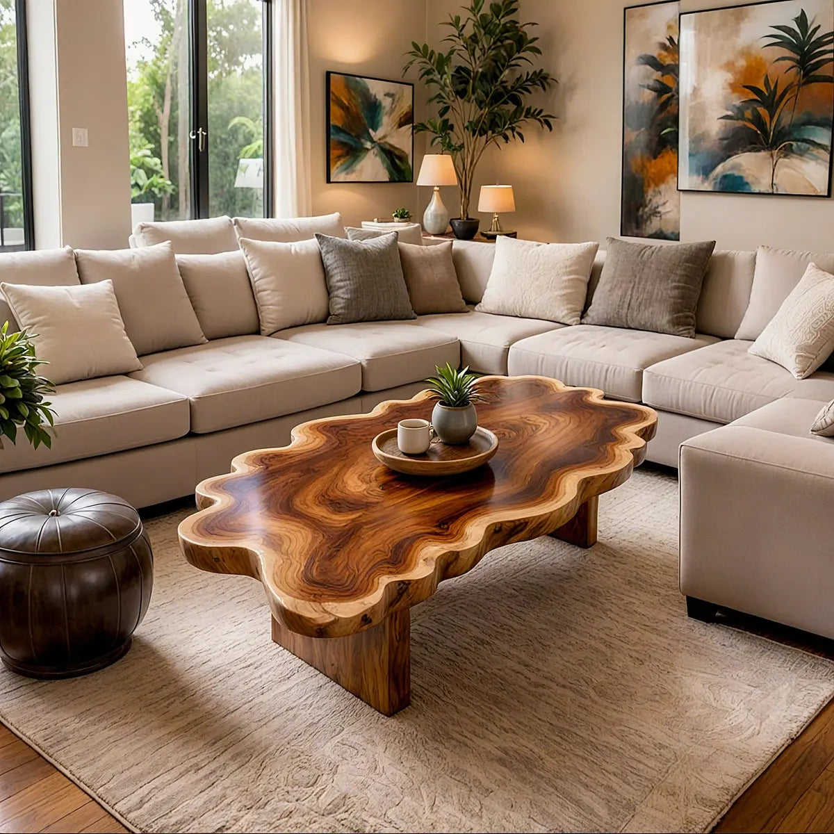 Live Edge Solid Wood Coffee Table | Organic Natural Slab Coffee Table for Modern Living Room TT006-2090
