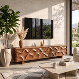 Wave Carved TV Stand with 2 Cabinets | Sculptural Media Console TH003-1TEX5BM