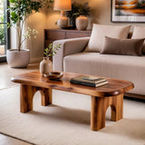 Rounded Rectangle Solid Wood Coffee Table | Modern Minimalist Center Table for Living Room TT006-3891