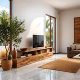 Modern TV Stand with 3 Drawers & Open Shelves | Organic Media Console TH003-4VZY8SF