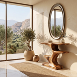 Modern Sculptural Console Table with Shelves | Organic Entryway Console Table for Contemporary Homes TH003-6721
