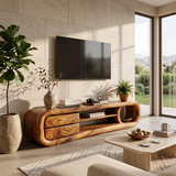 Organic Modern TV Stand with Sculptural Frame & Storage Drawers | Designer Media Console TH003-6JMS7OZ