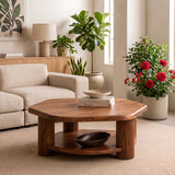 Organic Square Solid Wood Coffee Table with Storage Shelf | Modern Center Table for Living Room TT006-7481