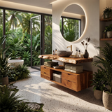 Live Edge Bathroom Vanity | Modern Floating Vanity with Storage Drawers TH003-2PAL7VO