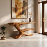 Organic Wave Console Table | Sculptural Modern Entryway Table with Floating Abstract Base TH003-9046