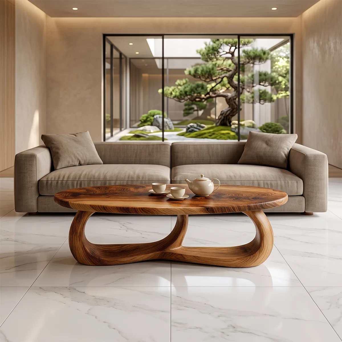 Modern Oval Coffee Table | Sculptural Organic Center Table for Living Room TH003-5584