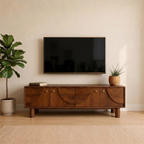 4-Door Mid-Century Modern TV Stand | Geometric Media Console