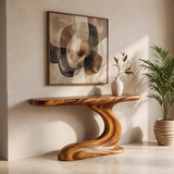 Sculptural Wave Console Table | Organic Modern Entryway Table with Curved Abstract Base TH003-3147