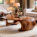 Organic Solid Wood Coffee Table | Sculptural Modern Oval Center Table TT006-2706