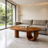 Modern Oval Coffee Table | Sculptural Pedestal Center Table for Minimalist Living Room TH003-7468