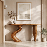 Organic Wave Console Table | Sculptural Entryway Table with Curved Pedestal Base TH003-1709