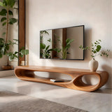 Modern Sculptural TV Stand with Open Display Shelves | Organic Media Console TT006-2SJT8FS